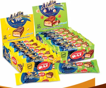 25088 - Aidin Cocoa coated nougat & caramel bar filled with peanut hazelnut 