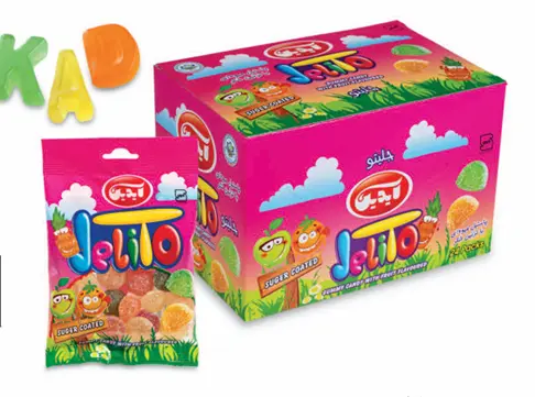 Gummy candy with fruit flavour & sugar coated 