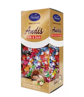 Andis milk & dark chocolate with hazelnut cream filling  